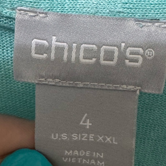 Chico’s Blue 100% Linen Short Sleeve Top Size XXL - Picture 3 of 4